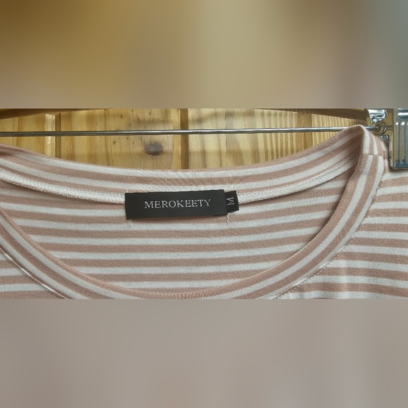 Women's Summer Striped Short Sleeve T Shirt Dress Casual Tie Waist - Picture 2 of 5